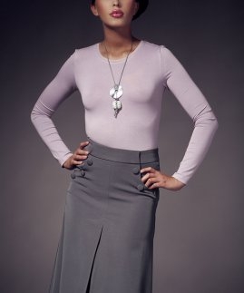 Elegancka sp�dnica z kontrafa�d� - szara_45 