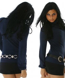 Dzianinowy golf w kolorze granatowym 7619 